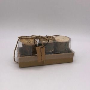 Creative Co-op Set of 6 Wood Log Place Card Holders w/ 12 Cards New Christmas